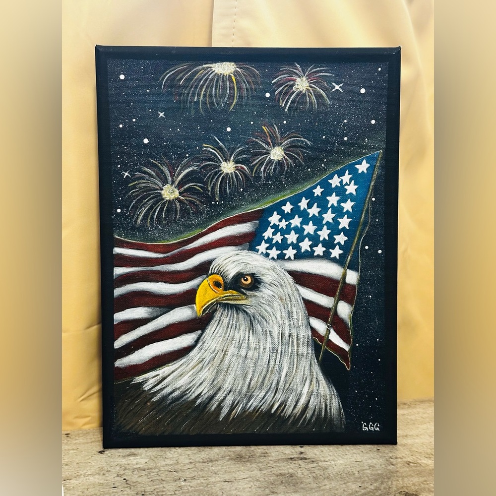 Patriotic Eagle Flag Painting - Red White Blue